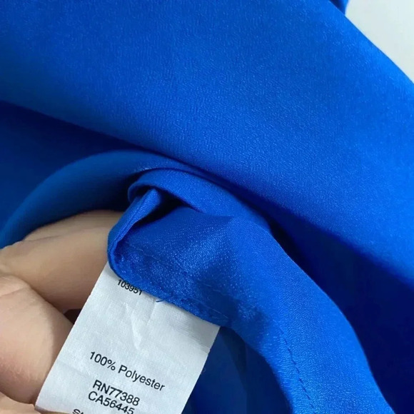 J. Crew Blue Scoop Neck Cuffed Sleeve Top - Picture 6 of 8